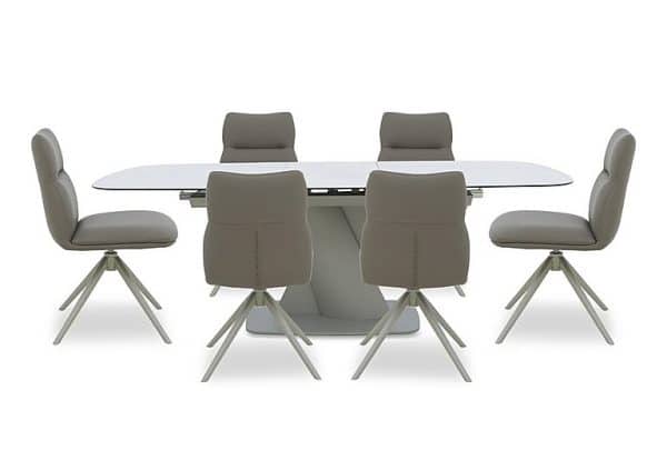 Diva Extending Dining Table and 6 Diva Chairs with Silver Legs  180 cm | Bed Sava
