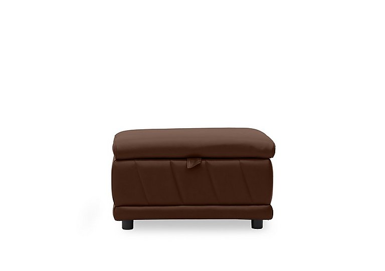 Genius Leather Storage Footstool - Montana Chocolate