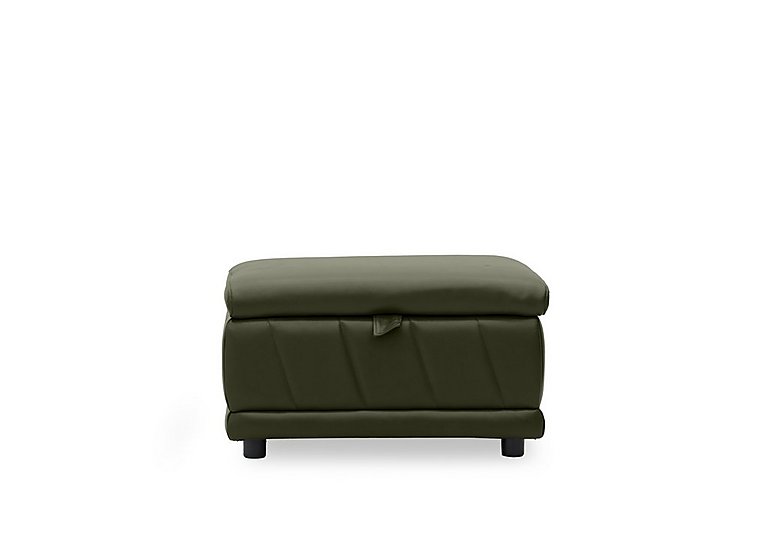 Genius Leather Storage Footstool - Oslo Pine