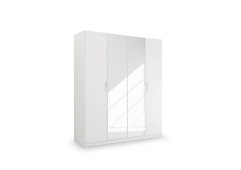 Rauch - Impulse 181cm 4 Door Décor Hinged Wardrobe with 2 Mirror Doors - Alpine White