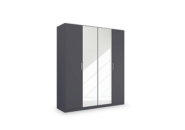 Rauch  Impulse 181cm 4 Door Décor Hinged Wardrobe with 2 Mirror Doors  Metallic Grey | Bed Sava
