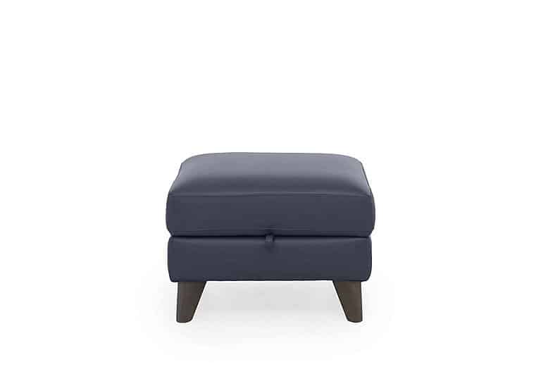 World of Leather - Jules HW Leather Storage Stool - Ocean Blue