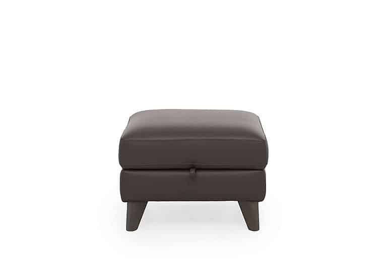 World of Leather - Jules HW Leather Storage Stool - Charcoal Grey