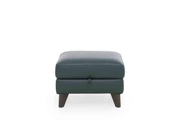 World of Leather  Jules NC Leather Storage Stool  NC Lake Green | Bed Sava