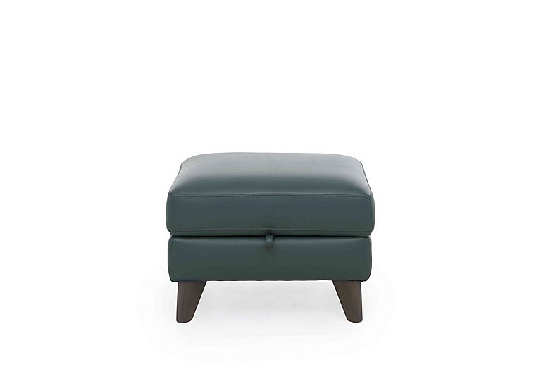 World of Leather - Jules NC Leather Storage Stool - NC Lake Green