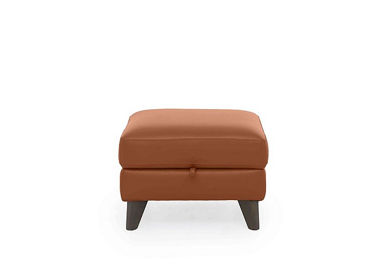 World of Leather - Jules NC Leather Storage Stool - Pecan Brown