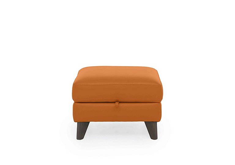 World of Leather - Jules NC Leather Storage Stool - NC Honey Yellow
