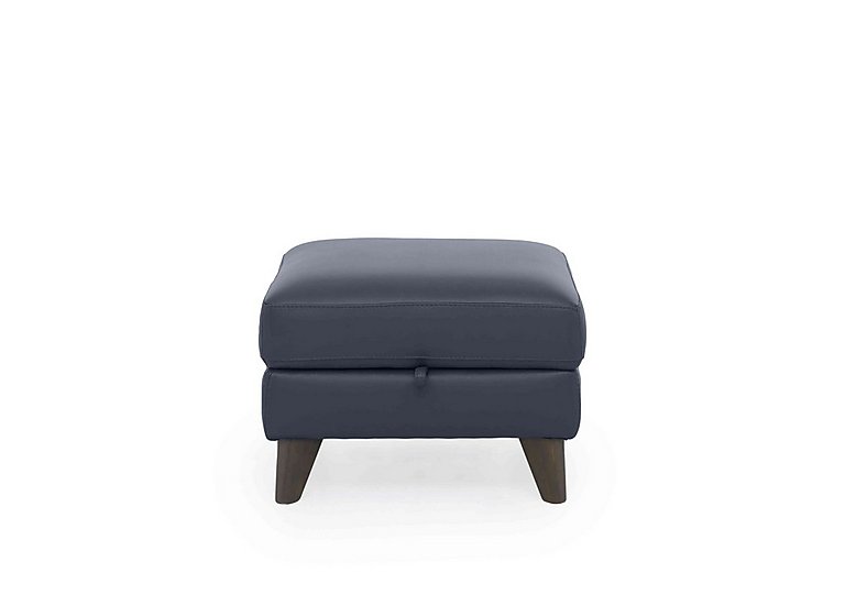 World of Leather - Jules NC Leather Storage Stool - NC Ocean Blue