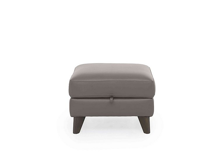 World of Leather - Jules NC Leather Storage Stool - Sleet