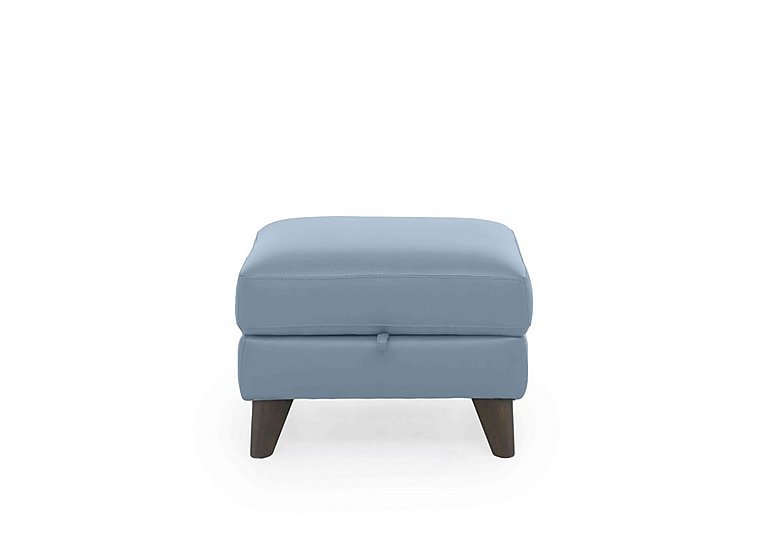 World of Leather - Jules NC Leather Storage Stool - Pearl Blue