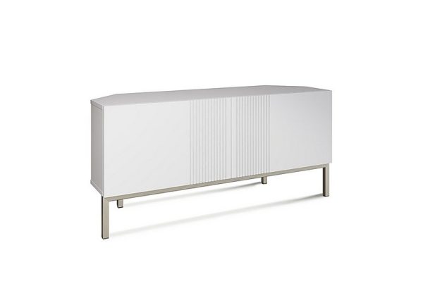Delta Corner TV Unit with Smart LED Lighting  White | Bed Sava