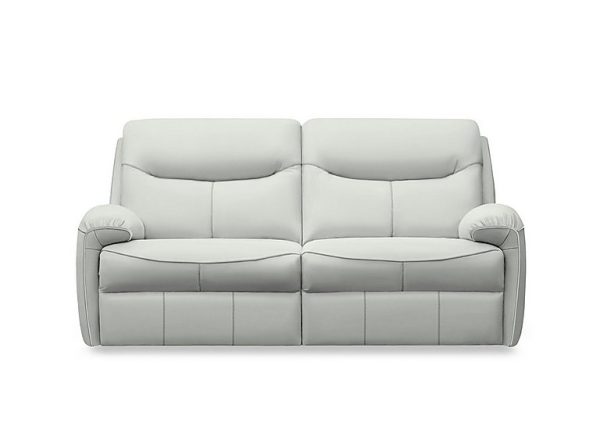 G Plan  Amesbury Leather 3 Seater Power Recliner Sofa with Power Headrest Power Lumbar and Heated Seats  Oxford Chalk | Bed Sava