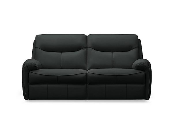 G Plan  Amesbury Leather 3 Seater Power Recliner Sofa with Power Headrest Power Lumbar and Heated Seats  Cambridge Black | Bed Sava