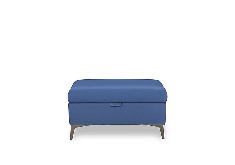 Ezra Leather Storage Footstool - Aegean
