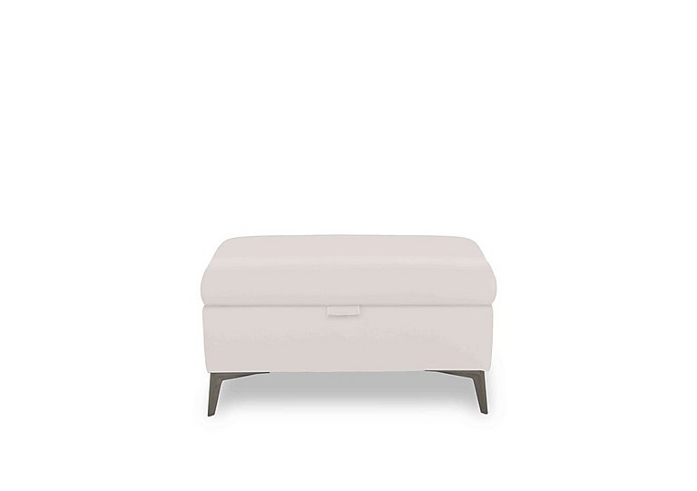 Ezra Leather Storage Footstool - Cotton