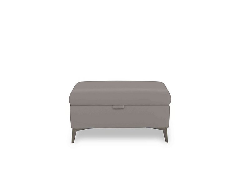 Ezra Leather Storage Footstool - Lead Grey