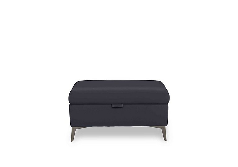 Ezra Leather Storage Footstool - Navy