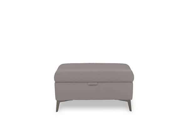 Ezra Leather Storage Footstool  New Grey | Bed Sava