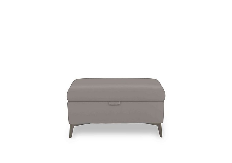 Ezra Leather Storage Footstool - New Grey