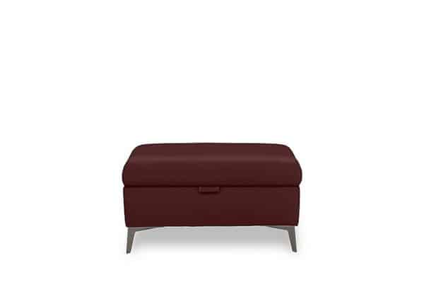 Ezra Leather Storage Footstool  Ruby | Bed Sava