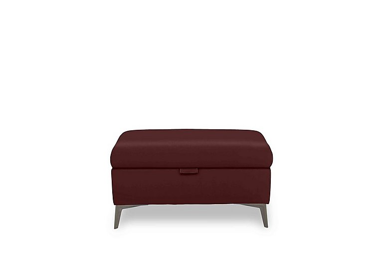 Ezra Leather Storage Footstool - Ruby