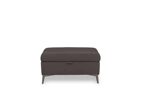 Ezra Leather Storage Footstool  Storm | Bed Sava