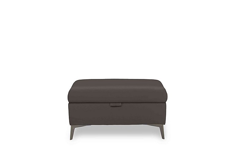 Ezra Leather Storage Footstool - Storm