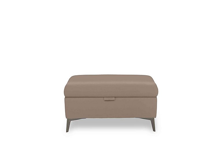 Ezra Leather Storage Footstool - Barley
