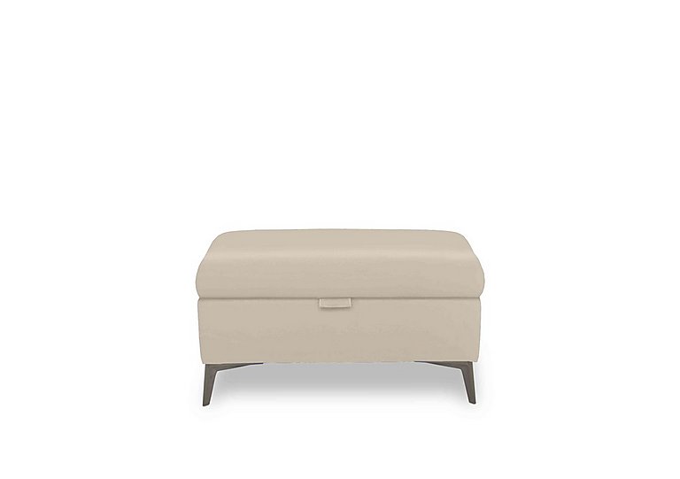 Ezra Leather Storage Footstool - Bone China