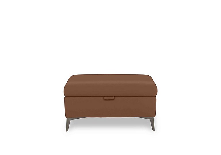 Ezra Leather Storage Footstool - Butterscotch