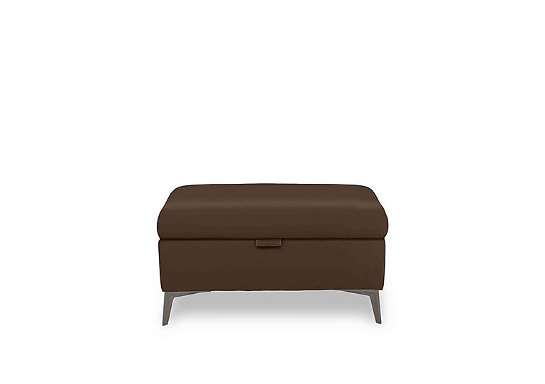 Ezra Leather Storage Footstool - Chocolate