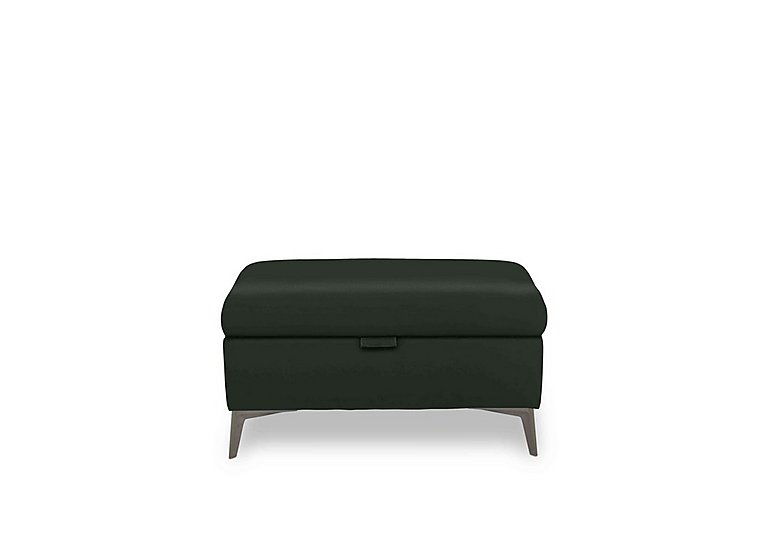 Ezra Leather Storage Footstool - Oslo Pine