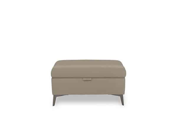 Ezra Leather Storage Footstool  Oyster | Bed Sava