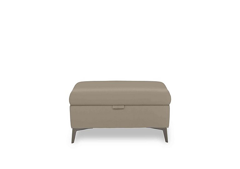 Ezra Leather Storage Footstool - Oyster