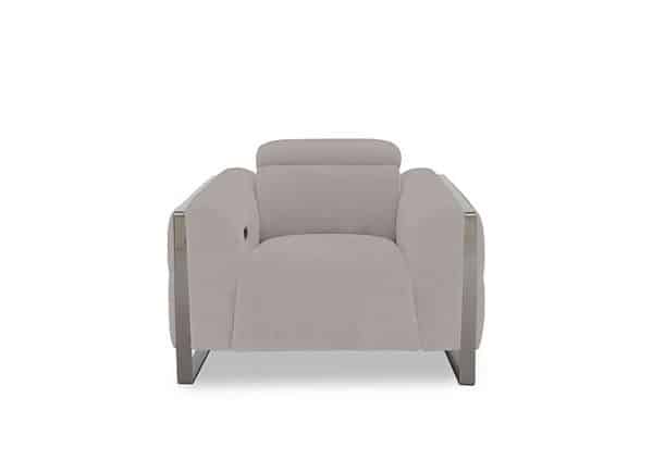 Gisella Fabric Power Recliner Chair with Power Headrest  Opulence Silver | Bed Sava