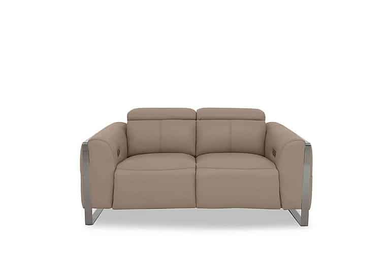 Gisella Leather 2 Seater Power Recliner Sofa with Power Headrests - Barley