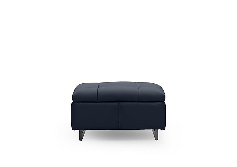Gisella Leather Large Footstool - Peacock