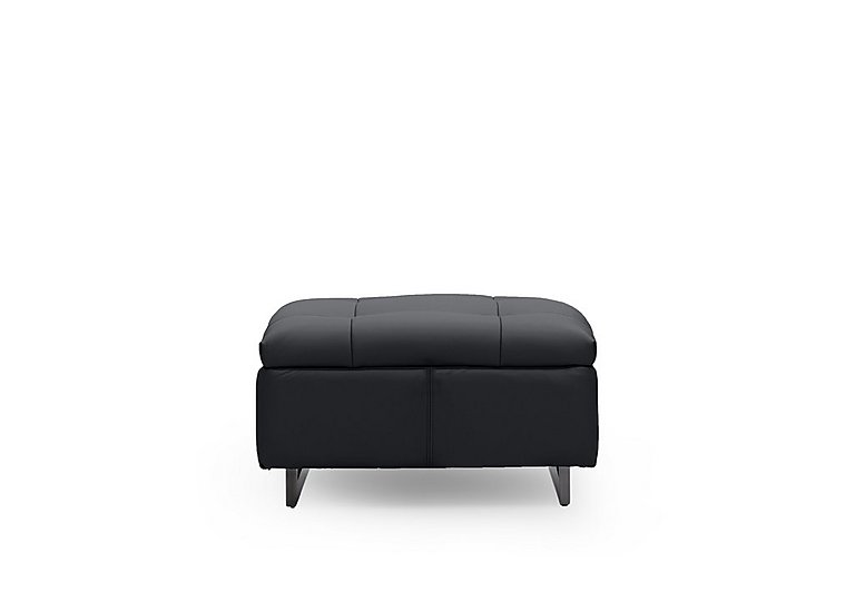 Gisella Leather Large Footstool - Lavender Grey