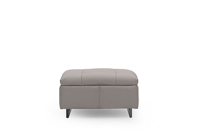 Gisella Leather Large Footstool - Lead Grey