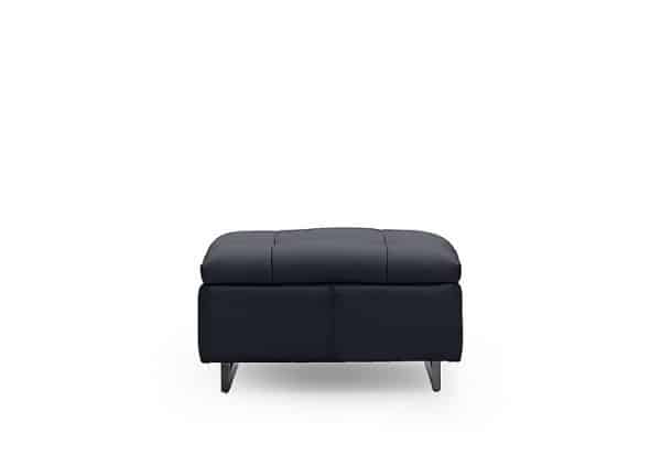 Gisella Leather Large Footstool  Navy | Bed Sava