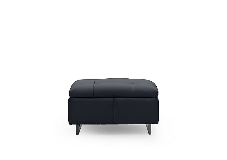Gisella Leather Large Footstool - Navy