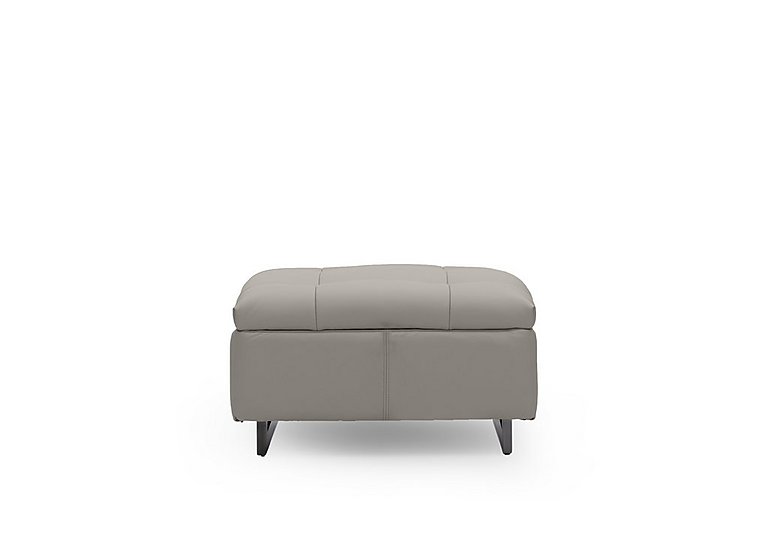 Gisella Leather Large Footstool - New Grey