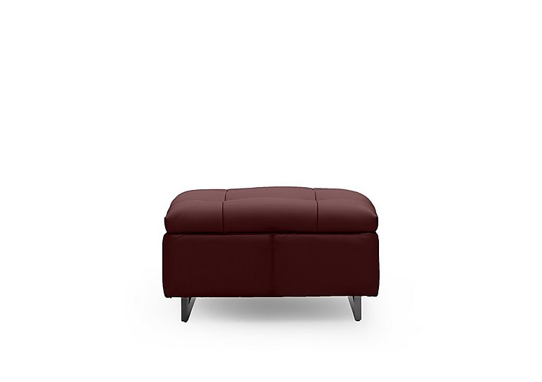 Gisella Leather Large Footstool - Ruby