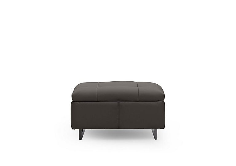 Gisella Leather Large Footstool - Storm