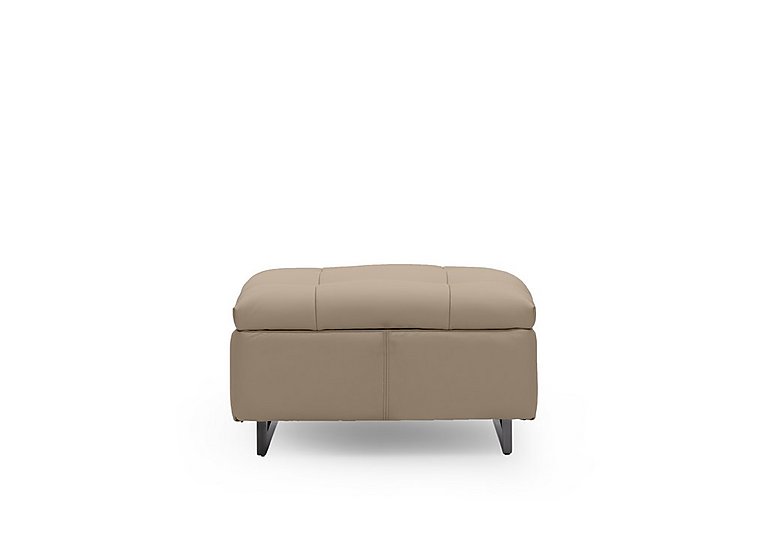 Gisella Leather Large Footstool - Barley