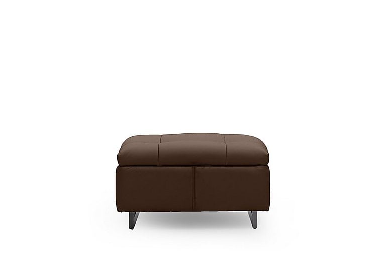 Gisella Leather Large Footstool - Chocolate