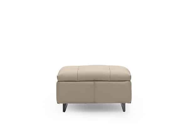 Gisella Leather Large Footstool  Oyster | Bed Sava