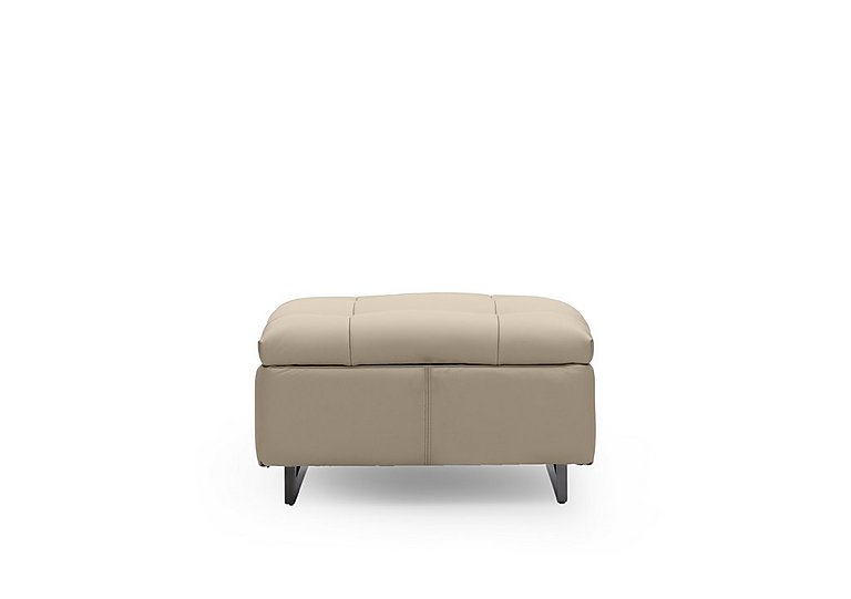 Gisella Leather Large Footstool - Oyster
