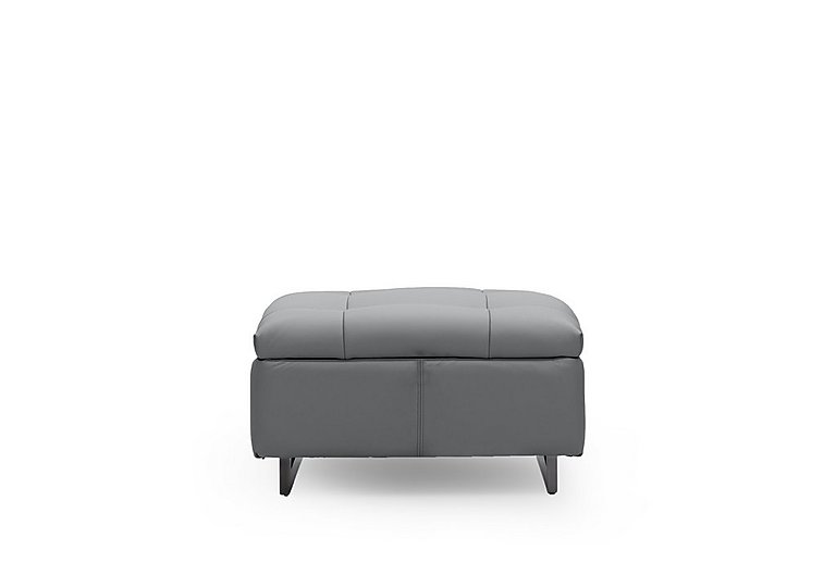 Gisella Leather Large Footstool - Granite