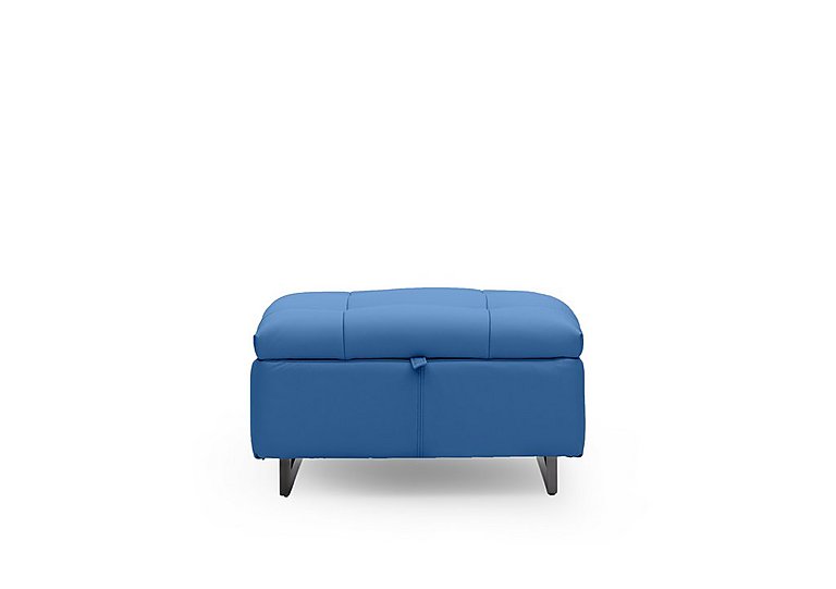 Gisella Leather Storage Footstool - Aegean
